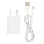 Adaptador de Carregador de Viagem 2 em 1 5V 1A com Ficha UE e Cabo de 1m de 8 Pinos para iPhone