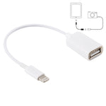 Cabo adaptador USB fêmea para 8 pinos macho OTG, compatível com iOS 10.2 e inferior, comprimento: 18cm