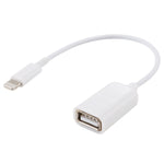 Cabo adaptador USB fêmea para 8 pinos macho OTG, compatível com iOS 10.2 e inferior, comprimento: 18cm
