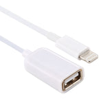 Cabo adaptador USB fêmea para 8 pinos macho OTG, compatível com iOS 10.2 e inferior, comprimento: 18cm