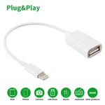 Cabo adaptador USB fêmea para 8 pinos macho OTG, compatível com iOS 10.2 e inferior, comprimento: 18cm