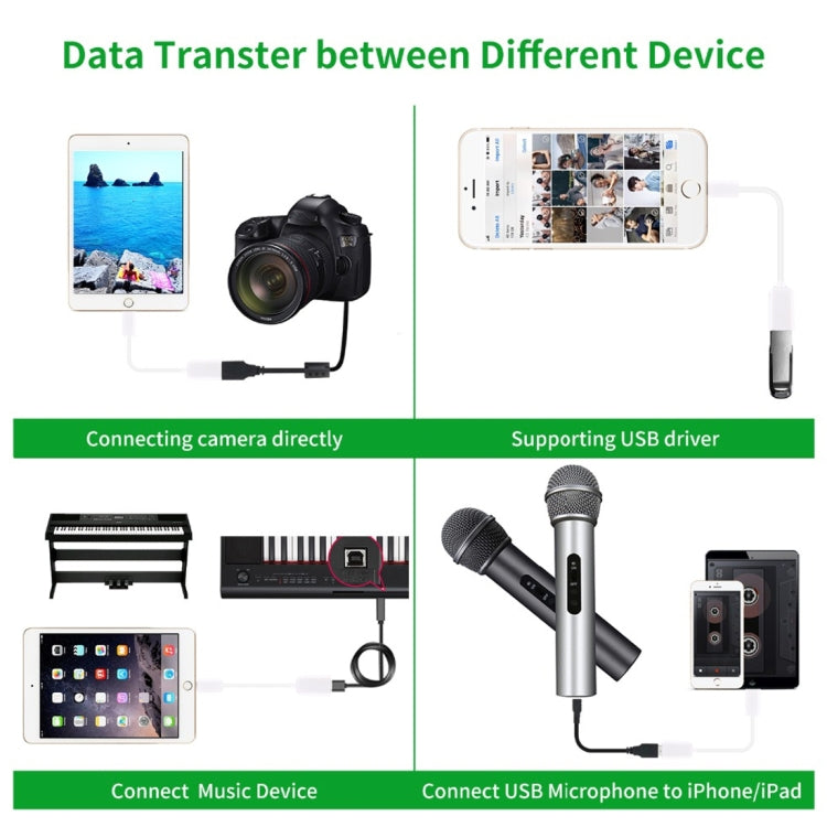 Cabo adaptador USB fêmea para 8 pinos macho OTG, compatível com iOS 10.2 e inferior, comprimento: 18cm