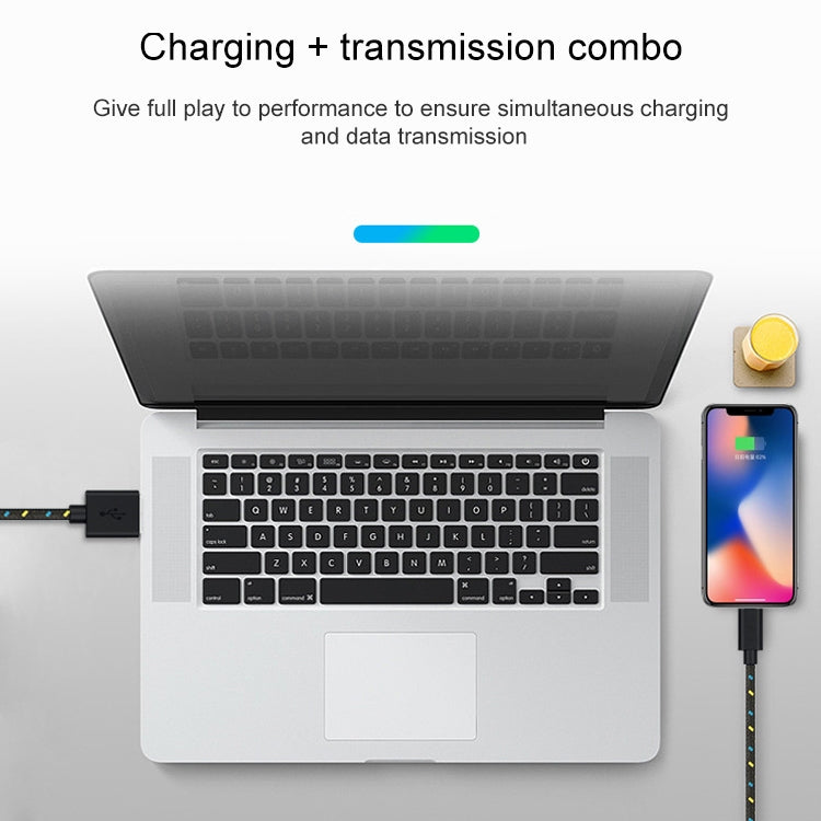 Cabo de carregamento e transferência de dados USB estilo rede de nylon 1m para iPhone, iPad, compatível até iOS 15.5