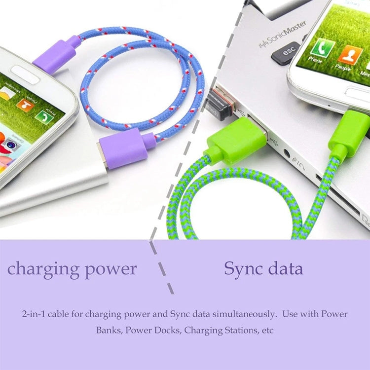 Cabo de carregamento e transferência de dados USB estilo rede de nylon 1m para iPhone, iPad, compatível até iOS 15.5