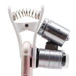 Microscópio/lente micro LED universal para telemóvel tipo clipe 60X