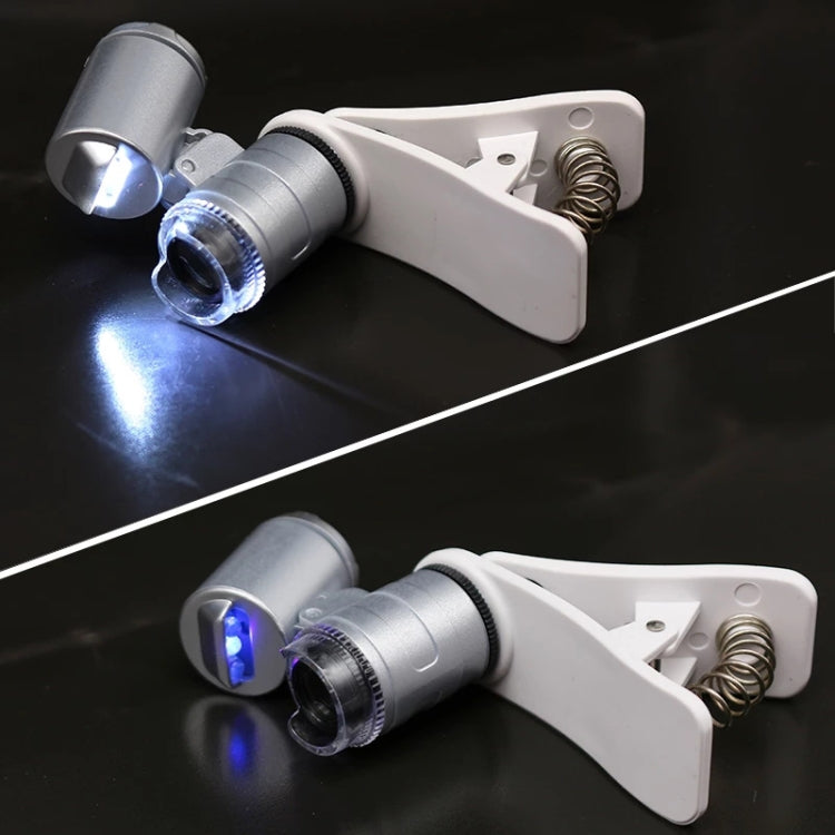 Microscópio/lente micro LED universal para telemóvel tipo clipe 60X
