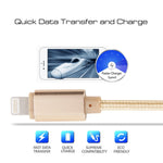 Cabo de Sincronização e Carregamento USB com Cabeça Metálica Estilo Tecido de 8 Pinos para iPhone, iPad, 1m