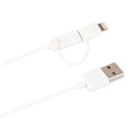 Cabo de Sincronização e Carregamento USB 2.0 Macho 1m MFI 2 em 1 8 Pinos + Micro USB