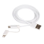 Cabo de Sincronização e Carregamento USB 2.0 Macho 1m MFI 2 em 1 8 Pinos + Micro USB