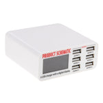 Carregador USB WLX-899 30W 5V 6A Saída 3.5A Máx, Carregador USB de Alta Velocidade com 6 Portas, Ecrã Digital e Cabo de 1.5m, WLX-899