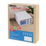 Carregador USB WLX-899 30W 5V 6A Saída 3.5A Máx, Carregador USB de Alta Velocidade com 6 Portas, Ecrã Digital e Cabo de 1.5m, WLX-899