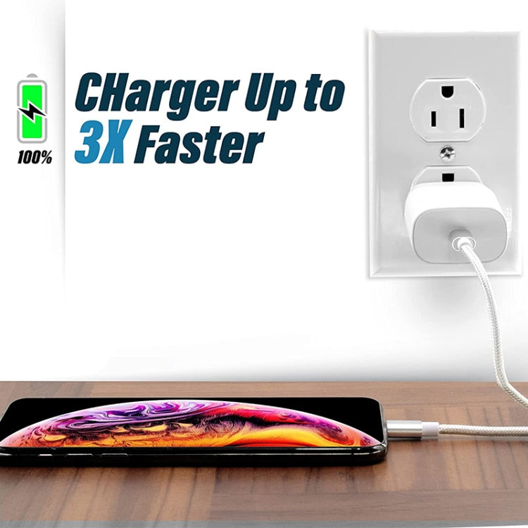 Cabo de Dados / Carregador USB com Cabeça Metálica Estilo Rede de 8 Pinos, Comprimento do Cabo: 25cm