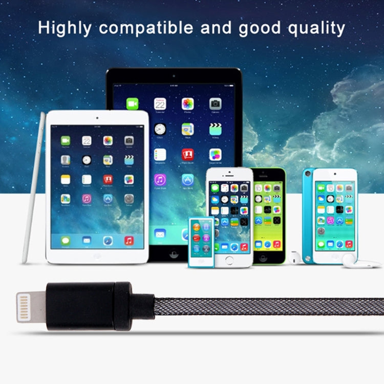 Cabo de Dados / Carregador USB com Cabeça Metálica Estilo Rede de 8 Pinos, Comprimento do Cabo: 25cm