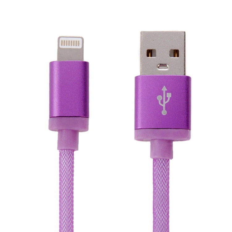 Cabo de Dados / Carregador USB com Cabeça Metálica Estilo Rede de 8 Pinos, Comprimento do Cabo: 25cm