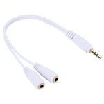 Adaptador divisor de auriculares e auriculares com cabo de áudio Aux, compatível com telemóveis, tablets, auriculares, leitor MP3, estéreo de carro/casa e mais