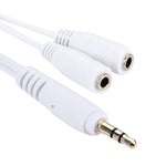 Adaptador divisor de auriculares e auriculares com cabo de áudio Aux, compatível com telemóveis, tablets, auriculares, leitor MP3, estéreo de carro/casa e mais