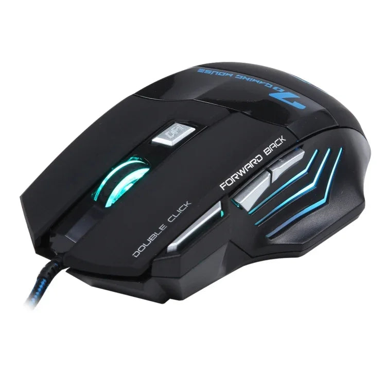 Rato Óptico Gaming com Fio X7, 7 Botões com Roda de Scroll, 5000 DPI LED para Computador PC Portátil, X7 7 Botões (Preto)