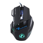 Rato Óptico Gaming com Fio X7, 7 Botões com Roda de Scroll, 5000 DPI LED para Computador PC Portátil, X7 7 Botões (Preto)