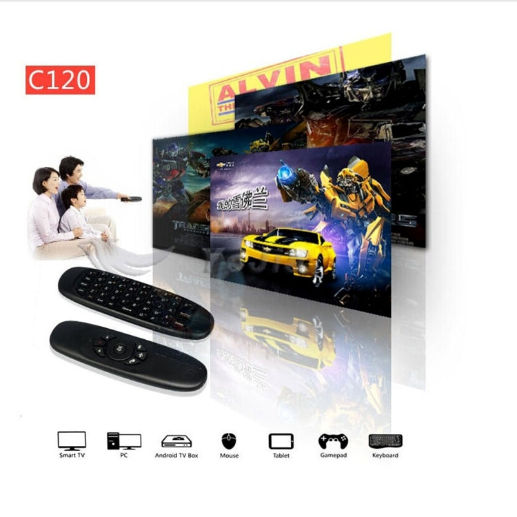Teclado remoto sem fios recarregável C120 T10 Fly Air Mouse 2.4GHz para Android TV Box / PC, Teclado sem fios