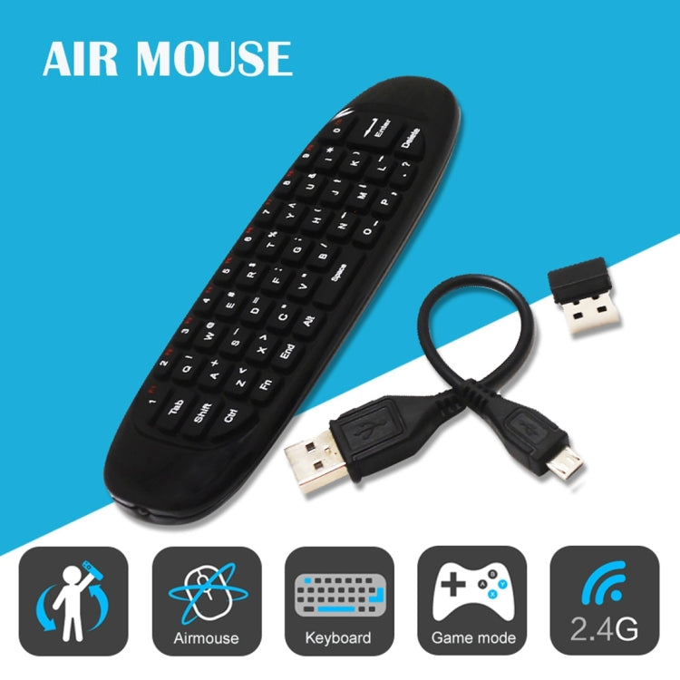 Teclado remoto sem fios recarregável C120 T10 Fly Air Mouse 2.4GHz para Android TV Box / PC, Teclado sem fios