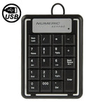 Teclado Numérico USB Não Sincronizado para Portátil com 19 Teclas, 19 Teclas