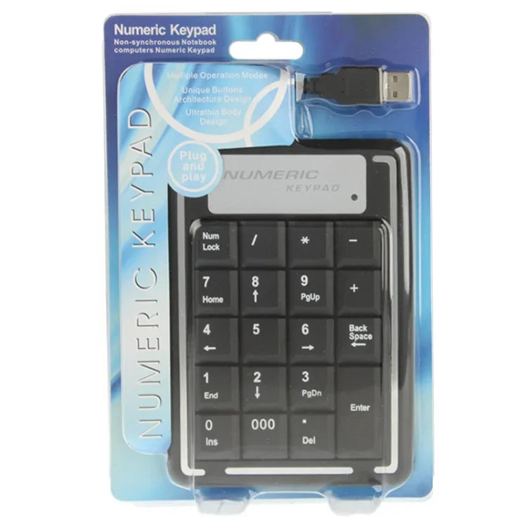Teclado Numérico USB Não Sincronizado para Portátil com 19 Teclas, 19 Teclas