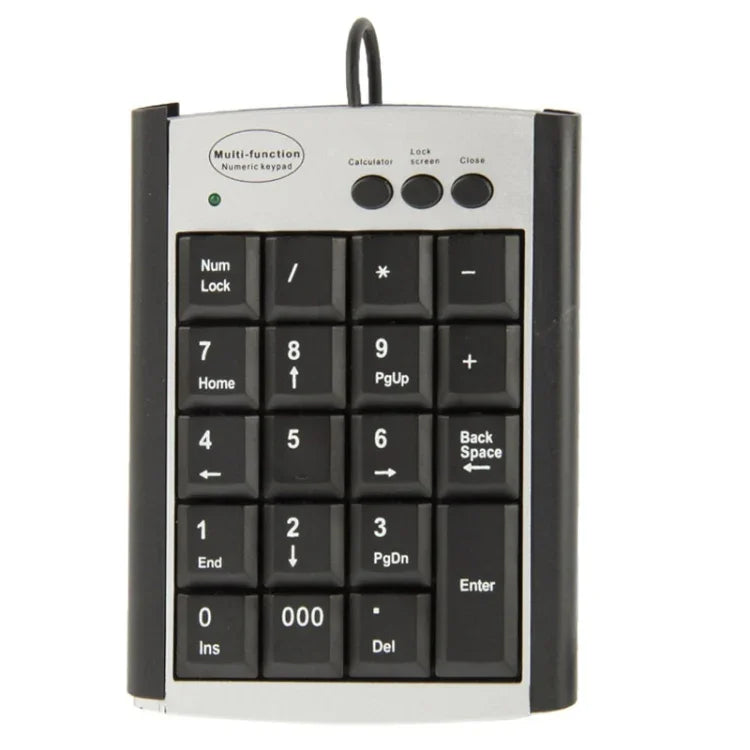 Teclado Multifuncional USB Não Sincronizado para Portátil com 19 Teclas, Teclado Multifuncional