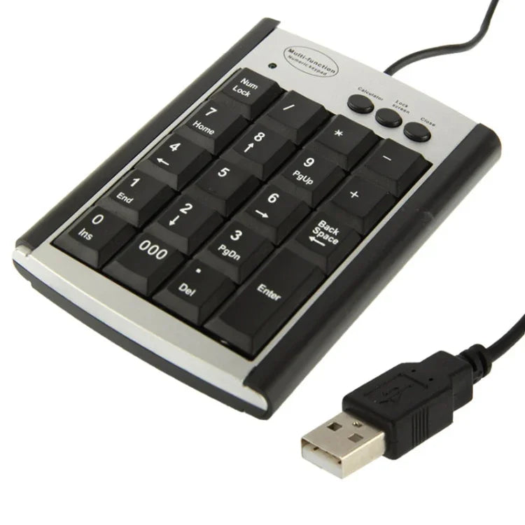 Teclado Multifuncional USB Não Sincronizado para Portátil com 19 Teclas, Teclado Multifuncional