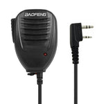 Microfone com altifalante clip-on Baofeng para walkie talkies, ficha de auscultadores 3,5mm + 2,5mm + microfone