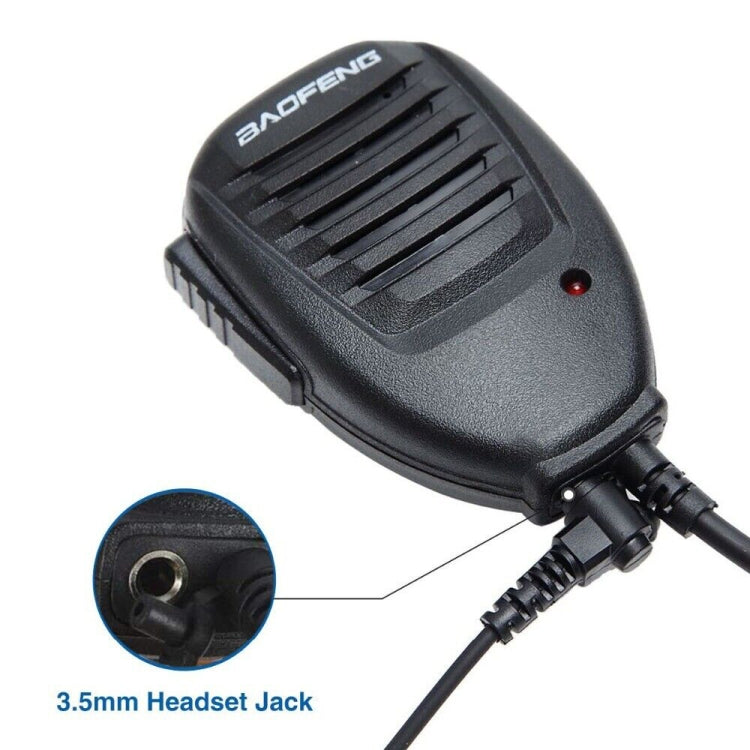 Microfone com altifalante clip-on Baofeng para walkie talkies, ficha de auscultadores 3,5mm + 2,5mm + microfone