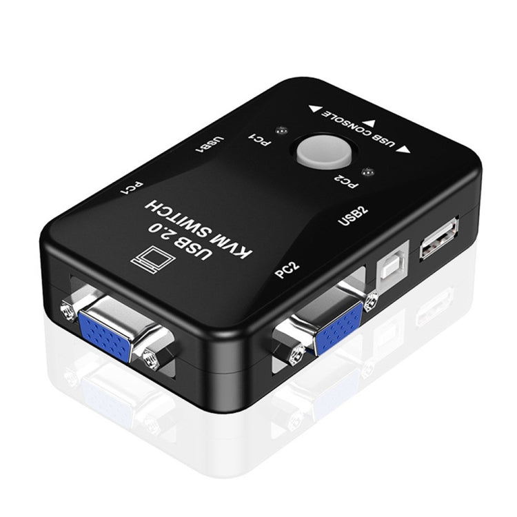 Caixa comutadora KVM USB 2 Portas KVM-21UA com botão de controlo para teclado, rato e monitor de PC, 2 Portas (com USB)