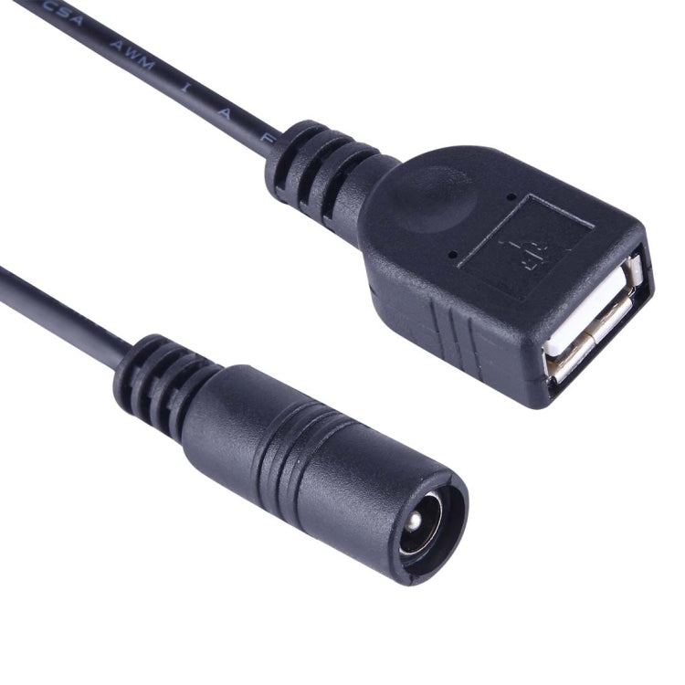 Cabo Conector de Alimentação DC Fêmea 5,5 x 2,1mm para DC Macho USB AF para Adaptador de Portátil, Comprimento: 15cm, USB AF