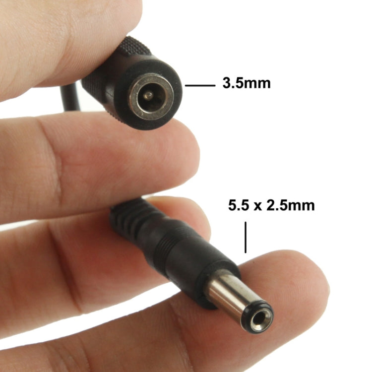 Adaptador de Plugue DC Macho 5,5 x 2,5mm para Fêmea 3,5mm, Comprimento: 12cm
