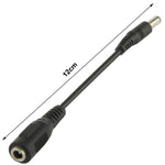 Adaptador de Plugue DC Macho 5,5 x 2,5mm para Fêmea 3,5mm, Comprimento: 12cm
