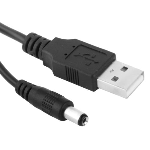 Cabo de Alimentação USB Macho para DC 5,5 x 2,1mm, Comprimento: 1m, USB Macho (Comprimento: 1m)