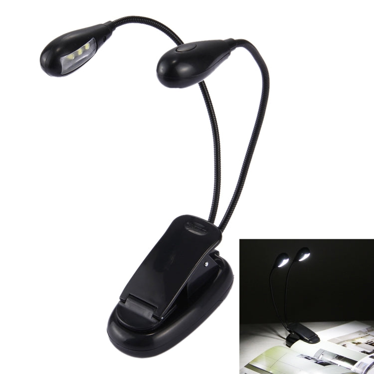 Luz LED de Duplo Braço com Clipe para Leitura, Camping e Caminhadas