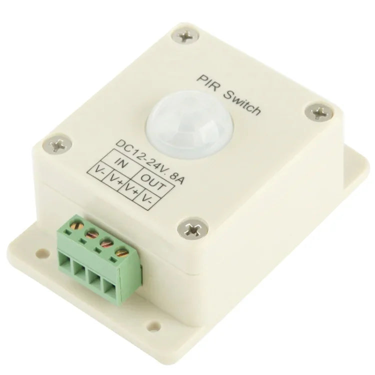 Interruptor PIR DC 12V-24V 8A Controlador Infravermelho Sensor de Movimento para Luz LED