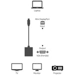 Adaptador Mini Display para VGA Fêmea de 15 Pinos para Apple, Mini DP para VGA 15 Pinos