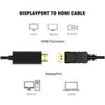 Cabo DisplayPort Macho para HDMI Macho, Comprimento do Cabo: 1,8m, DP para HDMI Macho Preto
