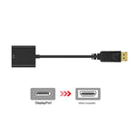 Cabo Adaptador DisplayPort Macho para HDMI Fêmea, Comprimento: 20cm, DP Macho para HDMI Fêmea