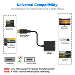 Cabo Adaptador DisplayPort Macho para HDMI Fêmea, Comprimento: 20cm, DP Macho para HDMI Fêmea