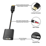Cabo Adaptador DisplayPort Macho para DVI 24+1 Fêmea, Comprimento: 20cm, DP Macho para DVI 24+1 Fêmea