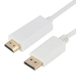 Cabo Adaptador DisplayPort Macho para HDMI Macho, Comprimento: 1,8m, DP para HDMI Macho Branco, DP para HDMI Macho (Dourado)