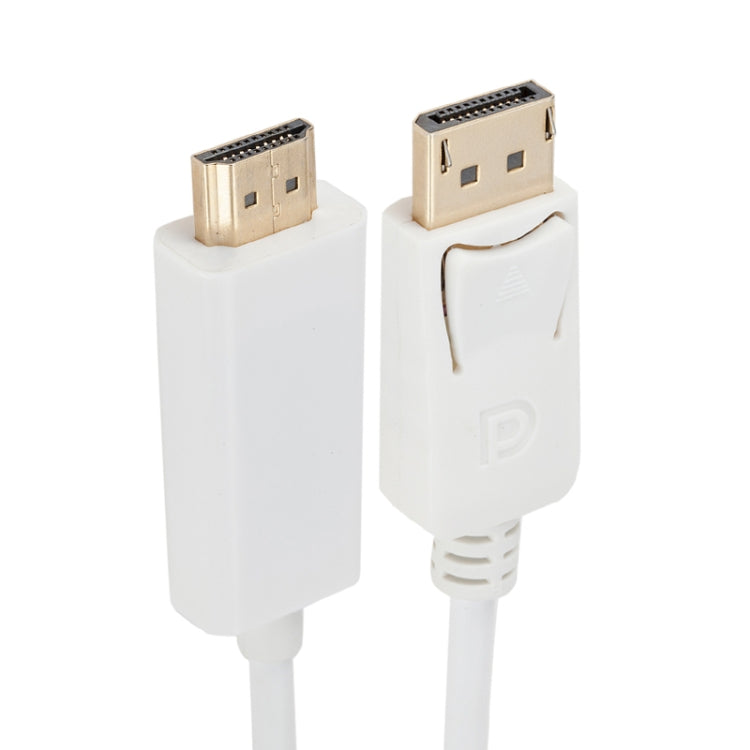 Cabo Adaptador DisplayPort Macho para HDMI Macho, Comprimento: 1,8m, DP para HDMI Macho Branco, DP para HDMI Macho (Dourado)