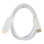 Cabo Adaptador DisplayPort Macho para HDMI Macho, Comprimento: 1,8m, DP para HDMI Macho Branco, DP para HDMI Macho (Dourado)