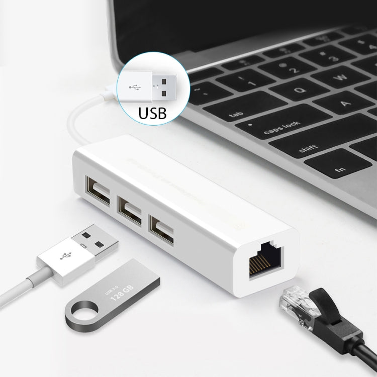 Adaptador de Rede Ethernet USB 2.0 + HUB USB de 3 Portas, USB