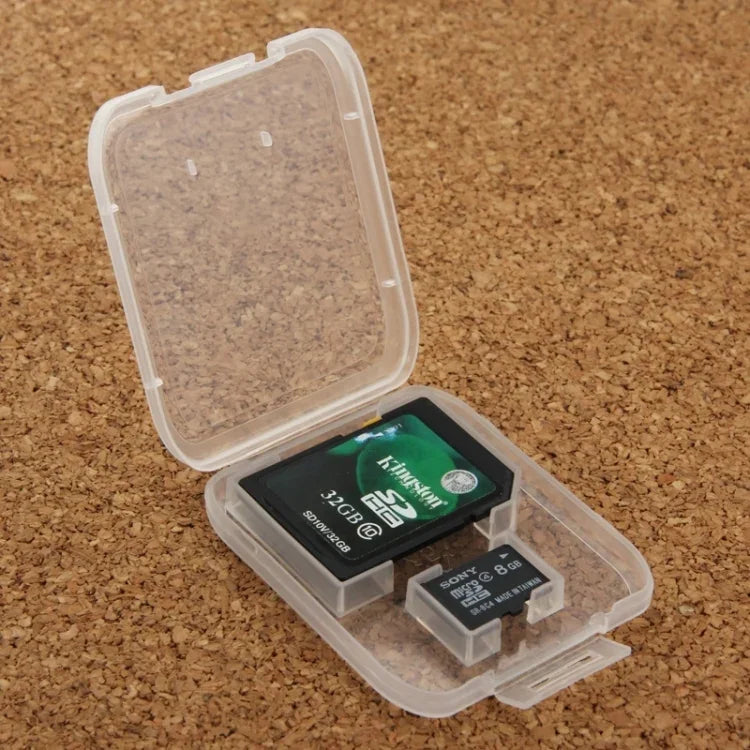 100 Unidades Caixa Transparente de Plástico para Cartão de Armazenamento SD + Cartão Micro SD (Cartão TF), Cartão SD+TF