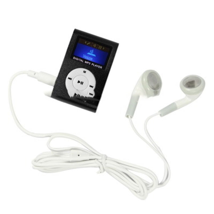 Leitor MP3 com Slot para Cartão TF / Micro SD, Ecrã LCD, Clipe Metálico, com Ecrã LCD