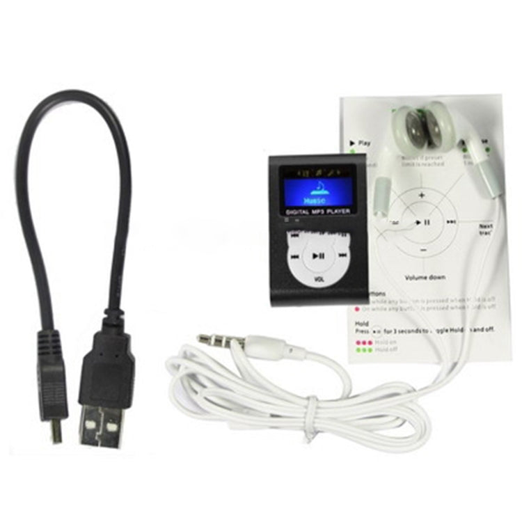 Leitor MP3 com Slot para Cartão TF / Micro SD, Ecrã LCD, Clipe Metálico, com Ecrã LCD