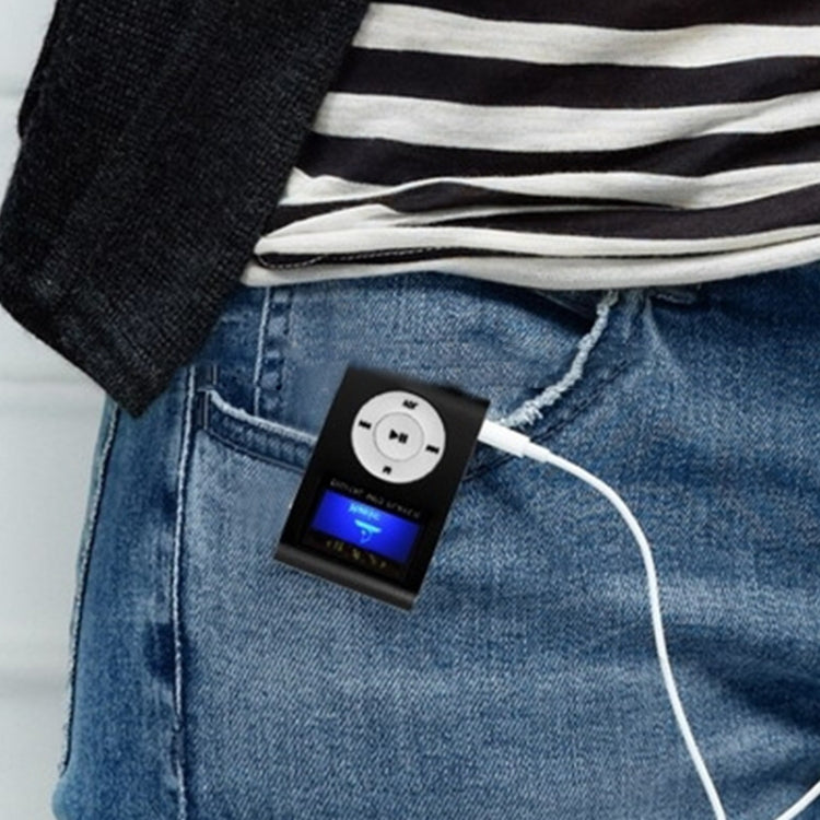 Leitor MP3 com Slot para Cartão TF / Micro SD, Ecrã LCD, Clipe Metálico, com Ecrã LCD